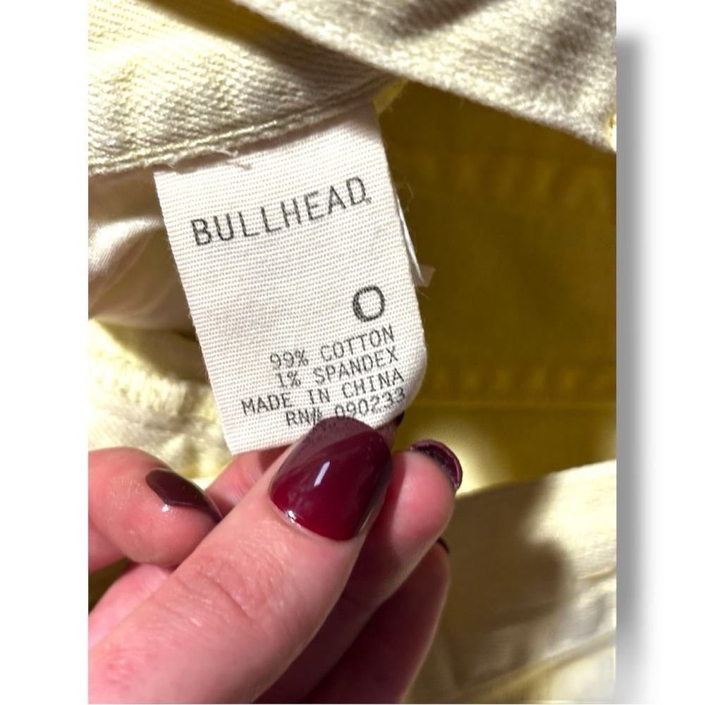 Bullhead Women's Pastel Yellow Denim Cotton Cuffed Micro Mini Shorts - Picture 12 of 12